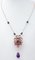 Diamond, Emerald, Amethyst, Onyx, Pearl, 9 Karat Rose Gold and Silver Necklace 4