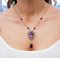 Diamond, Emerald, Amethyst, Onyx, Pearl, 9 Karat Rose Gold and Silver Necklace, Image 6
