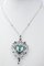 Pendentif Diamant, Perle, Onyx, Turquoise, Or Blanc 18 Carat et Platine 3