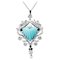 Pendentif Diamant, Perle, Onyx, Turquoise, Or Blanc 18 Carat et Platine 1