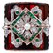 Emerald, Diamond, Stone, Pearl, 9 Karat Rose Gold and Silver Ring 1