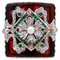Emerald, Diamond, Stone, Pearl, 9 Karat Rose Gold and Silver Ring, Image 1