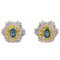 Diamonds, Yellow and Blue Sapphires and White Gold Clip-on Earrings, Set of 2 1