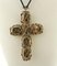 9 Karat Rose Gold and Silver Cross Pendant with Coral, Emeralds, Rubies & Diamonds, Image 5