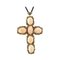 9 Karat Rose Gold and Silver Cross Pendant with Coral, Emeralds, Rubies & Diamonds 1