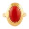 Oval Red Coral & 18 Karat Yellow Gold Cluster Ring 1