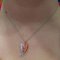 Diamond, Red Coral & 14K White Gold Leaf Shaped Pendant Necklace, Image 5