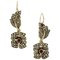 Boucles d'Oreilles Diamants, Rubis, Or Rose et Argent, Set de 2 1