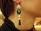 Diamonds, Pink Coral, Green Agate, Onyx and 14K White Gold Dangle Earrings, Set of 2 6