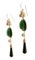 Diamonds, Pink Coral, Green Agate, Onyx and 14K White Gold Dangle Earrings, Set of 2 2