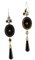 Diamonds, Pink Coral, Green Agate, Onyx and 14K White Gold Dangle Earrings, Set of 2 3