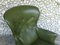 Wingback Easy Chair with Provenance in Green Leather by Frits Henningsen, Denmark, 1950s 8