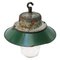 Vintage Industrial Petrol Enamel, Cast Iron and Clear Glass Pendant Light, Image 2