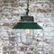 Vintage Industrial Petrol Enamel, Cast Iron and Clear Glass Pendant Light 4
