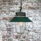 Vintage Industrial Petrol Enamel, Cast Iron and Clear Glass Pendant Light, Image 4