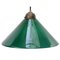 French Pendant Light with Green Opaline Glass Shade 1