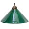 French Pendant Light with Green Opaline Glass Shade, Image 1
