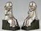 Art Deco Bronze Little Pierrots Bookends by Fontinelle, France, 1925, Set of 2 3