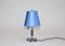 Lámpara de mesa Art Déco de cromo en azul, años 30, Imagen 2