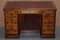 Edwardianischer Schreibtisch aus Kiefernholz mit Rückenlehne aus Buche & ochsenblutrotem Leder 3