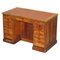 Edwardianischer Schreibtisch aus Kiefernholz mit Rückenlehne aus Buche & ochsenblutrotem Leder 1
