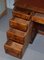 Edwardianischer Schreibtisch aus Kiefernholz mit Rückenlehne aus Buche & ochsenblutrotem Leder 20