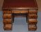 Edwardianischer Schreibtisch aus Kiefernholz mit Rückenlehne aus Buche & ochsenblutrotem Leder 18