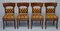 Restaurierte Chesterfield Esszimmerstühle aus Nussholz & braunem Leder, 4er Set 2