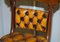 Restored Regency Walnut & Brown Leather Chesterfield Dining Chairs, Set of 4 5