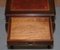 Small Oxblood Leather Topped Hardwood Writing Desk or Large Side Table 15