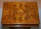 Burr Walnut & Tunbridge Inlaid Sewing Box Table with Carved Feet, Image 3