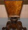 Burr Walnut & Tunbridge Inlaid Sewing Box Table with Carved Feet 8