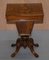 Burr Walnut & Tunbridge Inlaid Sewing Box Table with Carved Feet 2