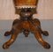 Burr Walnut & Tunbridge Inlaid Sewing Box Table with Carved Feet 9