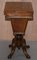 Burr Walnut & Tunbridge Inlaid Sewing Box Table with Carved Feet 11