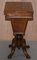 Burr Walnut & Tunbridge Inlaid Sewing Box Table with Carved Feet, Image 11