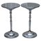 Vintage Chrome-Plated Side Tables on Solid Oak Bases, Set of 2 1