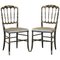 Regency Chinoiserie Handpainted & Ebonized Floral Chairs, Set of 2 1