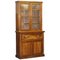 Light Hardwood Secrétaire Bookcase with Brown Leather Surface 1