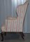 Regency Walnut Wingback Armchair with Striped Fabric from Howard & Sons, Image 15