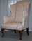Regency Walnut Wingback Armchair with Striped Fabric from Howard & Sons 3