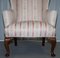 Regency Walnut Wingback Armchair with Striped Fabric from Howard & Sons 8