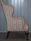 Regency Walnut Wingback Armchair with Striped Fabric from Howard & Sons 10