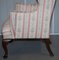 Regency Walnut Wingback Armchair with Striped Fabric from Howard & Sons, Image 16