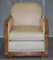 Art Deco Sofa & Sessel aus Nussholz & cremefarbenem Leder von Harry & Lou Epstein, 3er Set 4