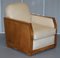 Art Deco Sofa & Sessel aus Nussholz & cremefarbenem Leder von Harry & Lou Epstein, 3er Set 11