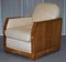 Art Deco Sofa & Sessel aus Nussholz & cremefarbenem Leder von Harry & Lou Epstein, 3er Set 3