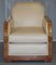 Art Deco Walnut & Cream Leather Sofa & Armchairs by Harry & Lou Epstein, Set of 3 12