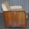 Art Deco Walnut & Cream Leather Sofa & Armchairs by Harry & Lou Epstein, Set of 3 20