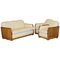 Art Deco Sofa & Sessel aus Nussholz & cremefarbenem Leder von Harry & Lou Epstein, 3er Set 1